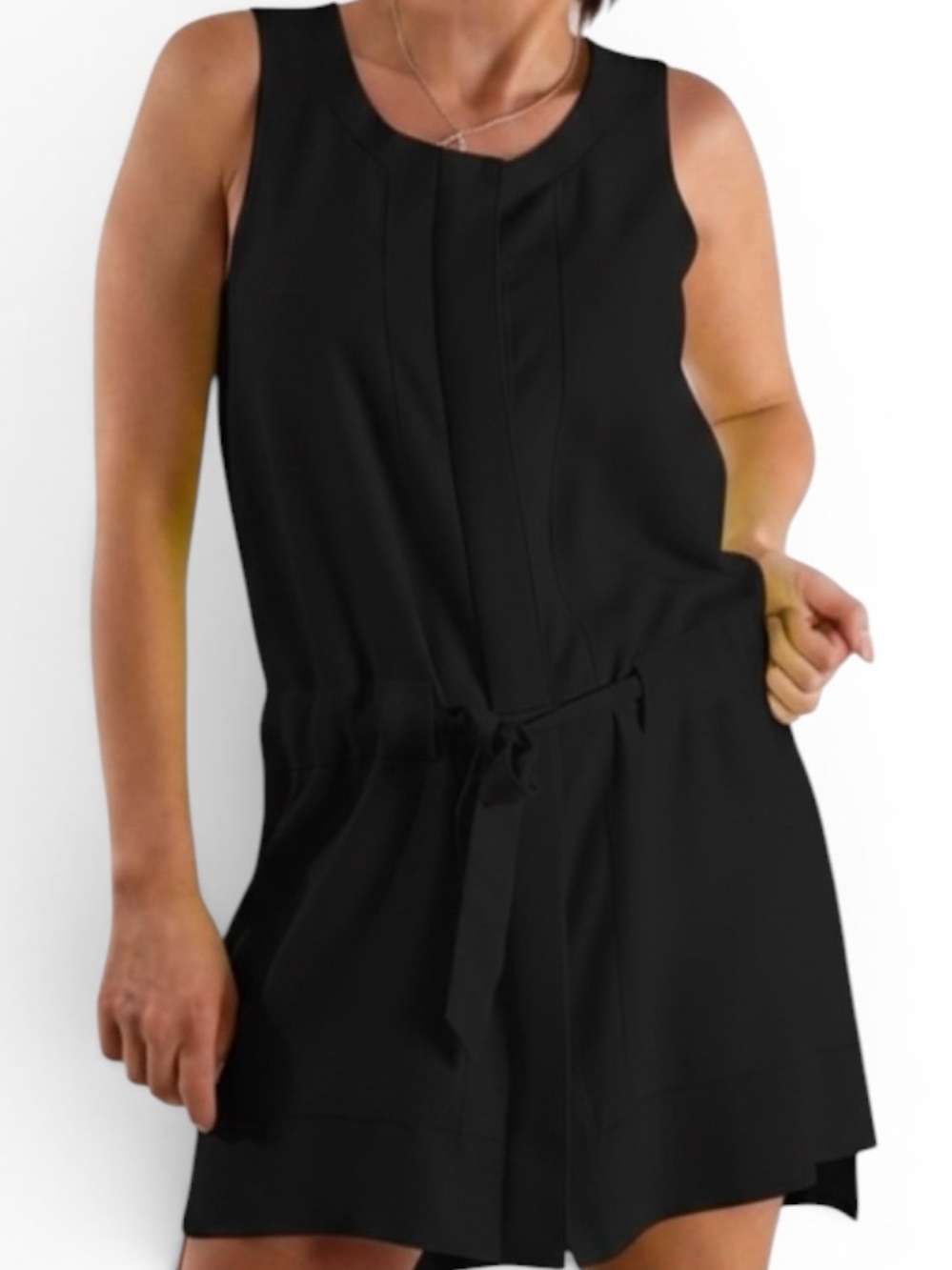 RAG & BONE Black Sleeveless Silk Mini Dress Drawstring Waist Designer Casual 2